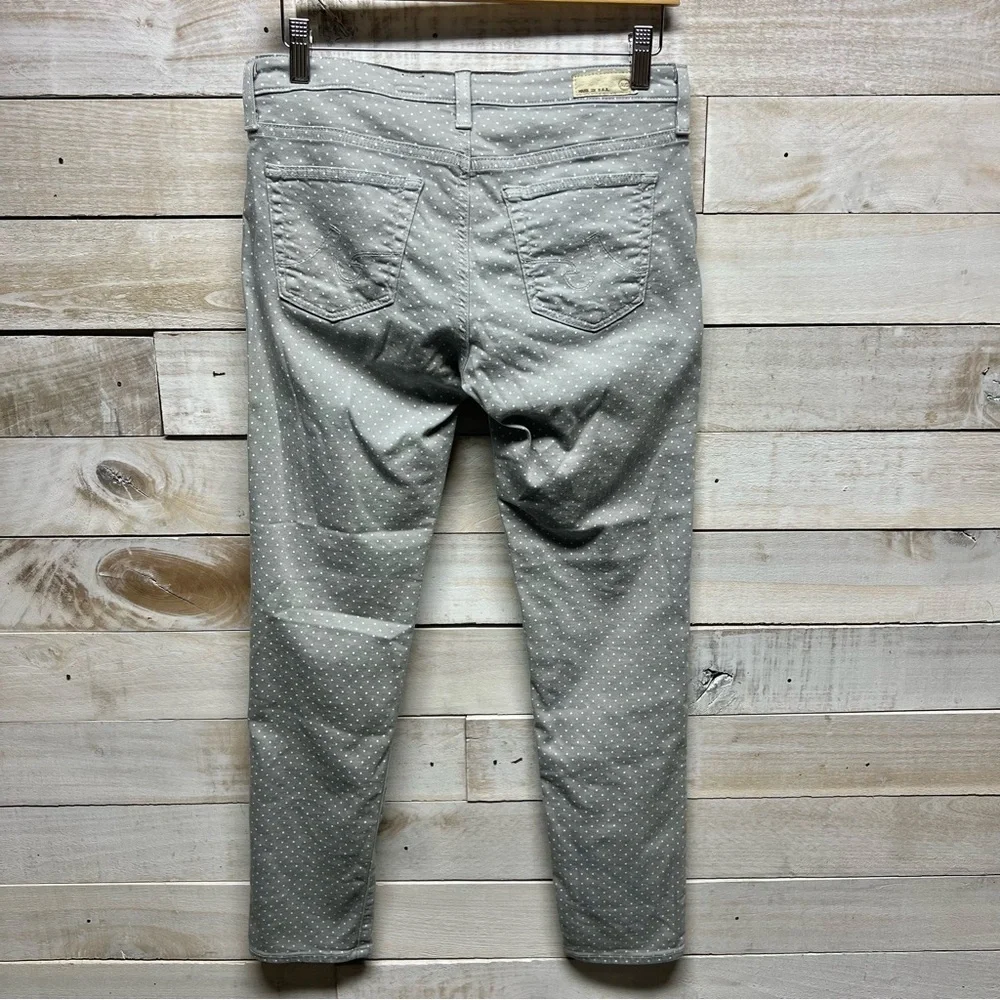 AG Adriano Goldschmied Jeans Womens 27 Stevie Ankle Slim Straight Gray Polka Dot